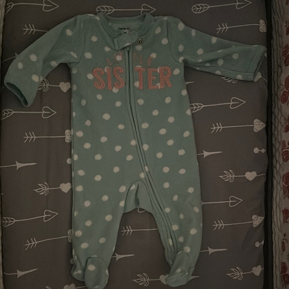 Carter's Mint Polka Dot 'Sister' Baby One-Piece